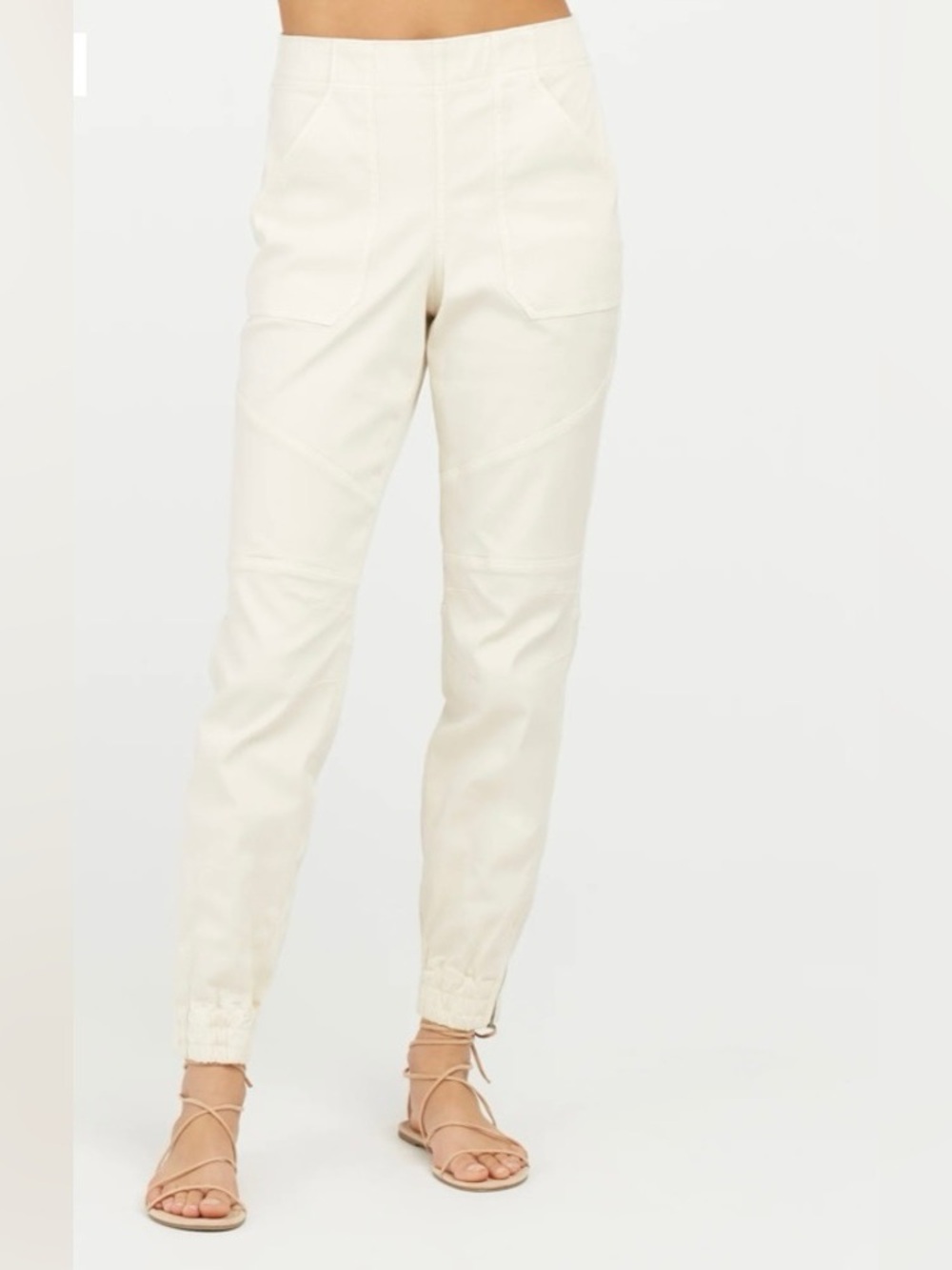 Spanx Stretch Twill Jogger Pant Parchment Off White Cream Women’s